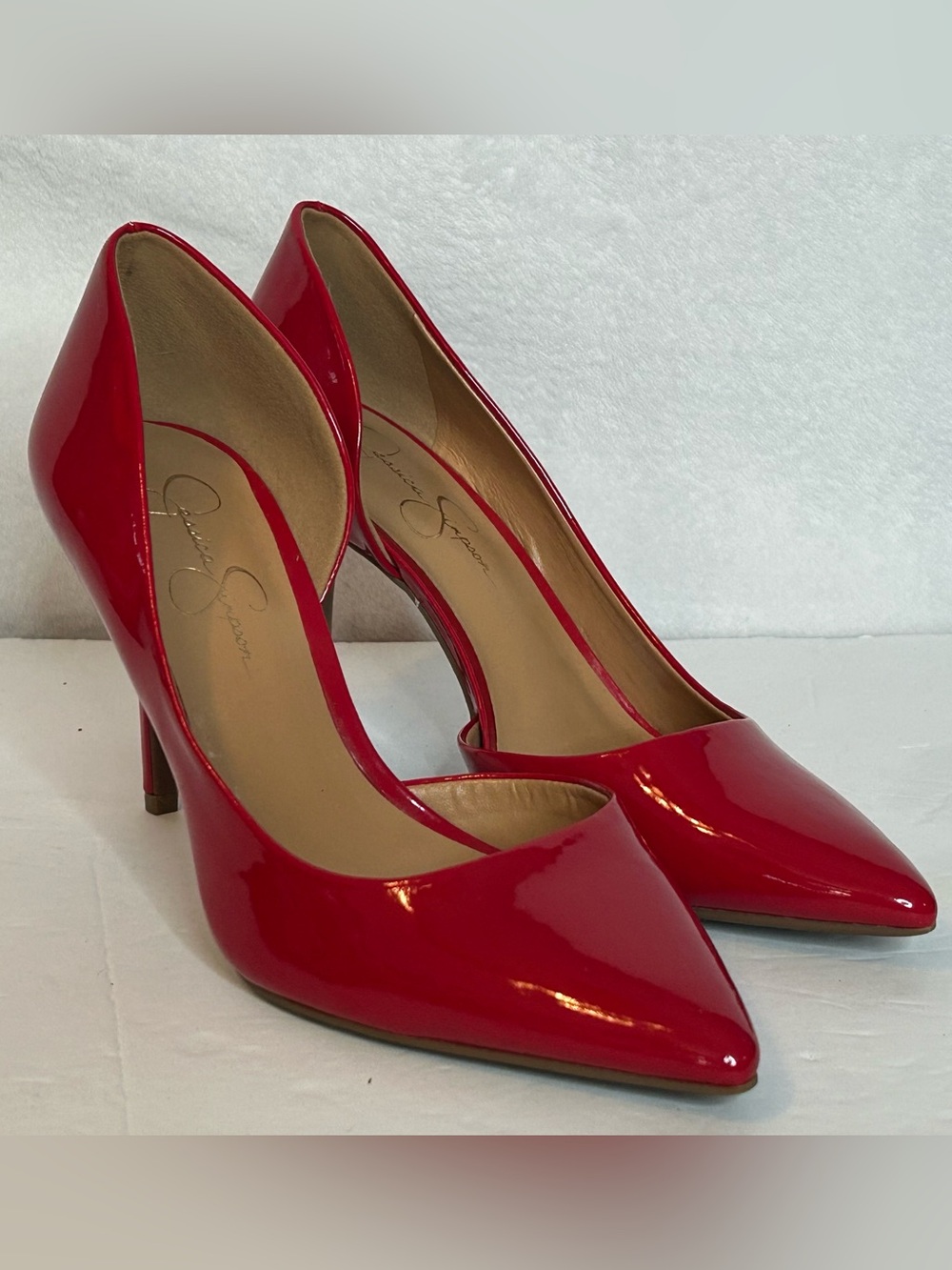Jessica Simpson Red Patent Pointed-Toe Pumps Heels
